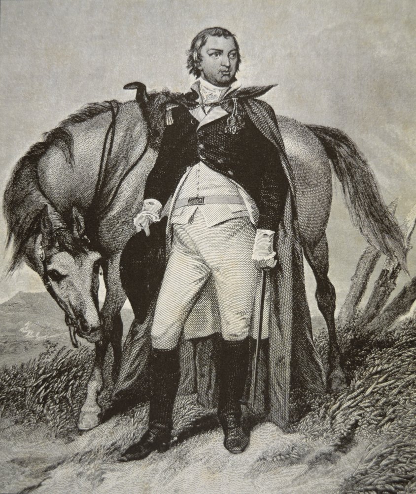 Porträtt av Nathanael Greene (litho) av School American
