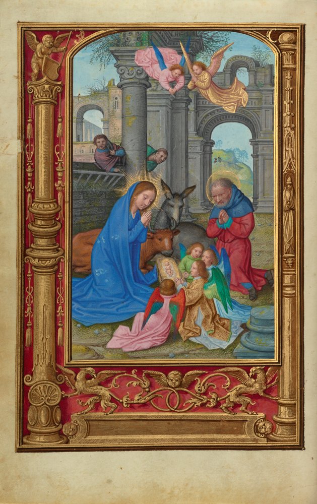 The Nativity, c.1525-30 (tempera, guldfärg och blad på pergament) av Simon Bening