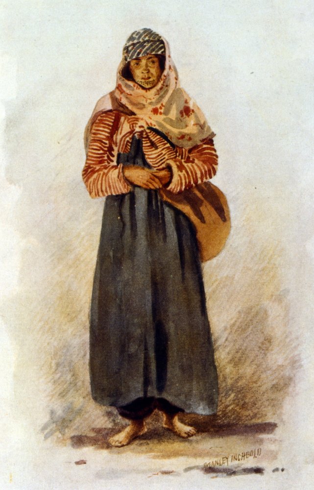 illustration föreställande en syrisk bondekvinna av Stanley Inchbold