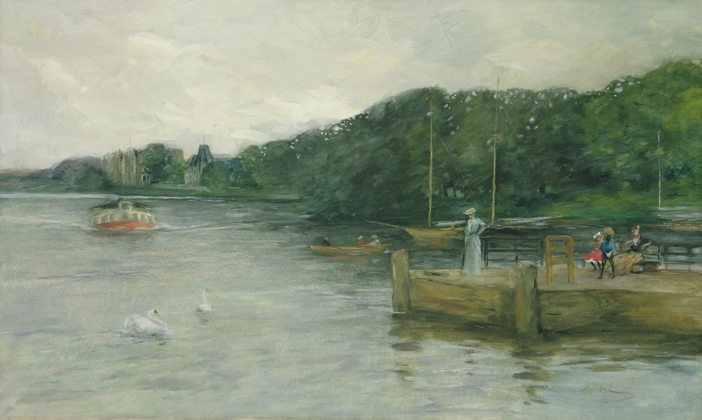 Alster med ångbåtsbryggan vid Raven Road av Thomas Ludwig Herbst