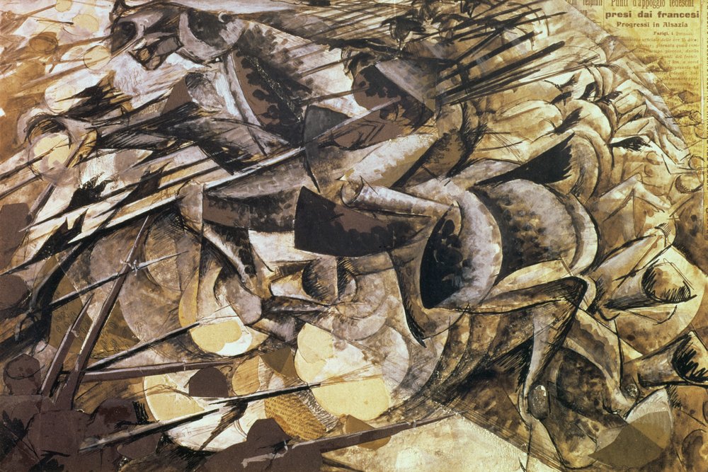 The Charge of the Lancers, 1915 (collage) av Umberto Boccioni