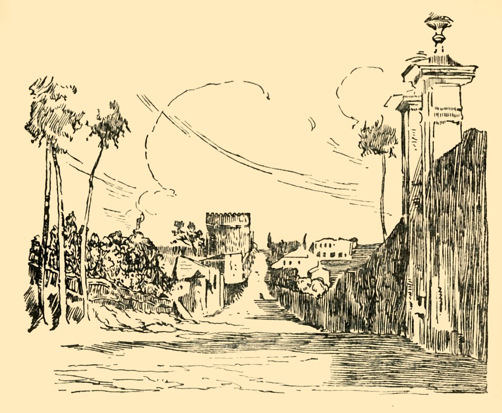 En utsikt över Appian Way som den är idag, c1930. av Unbekannt