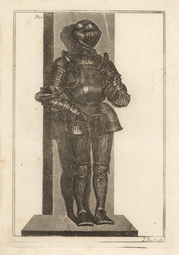 Elegant dräkt med räfflad rustning som kom med Lord Warwick från Tyskland av Unbekannt