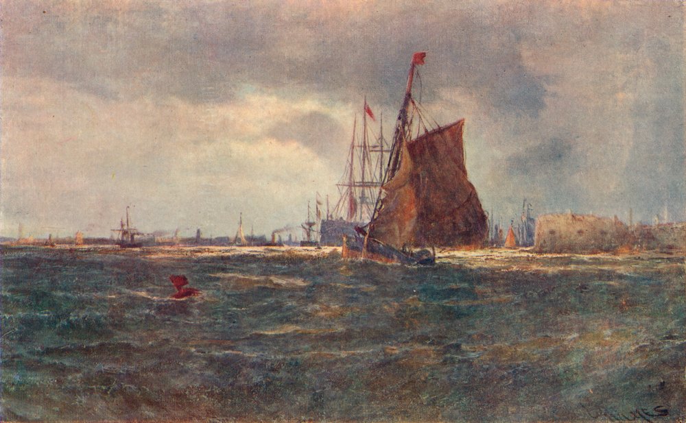 Ingång till Portsmouth Harbour, sent 1800-tal 1906 av Unbekannt