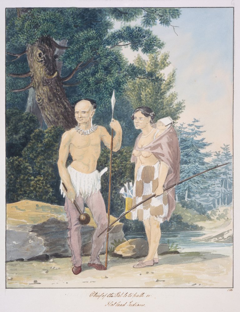 Chef för Pal-lo-to-path eller Flathead-indianerna, ca 1843-50 (akvarell) av Unknown artist
