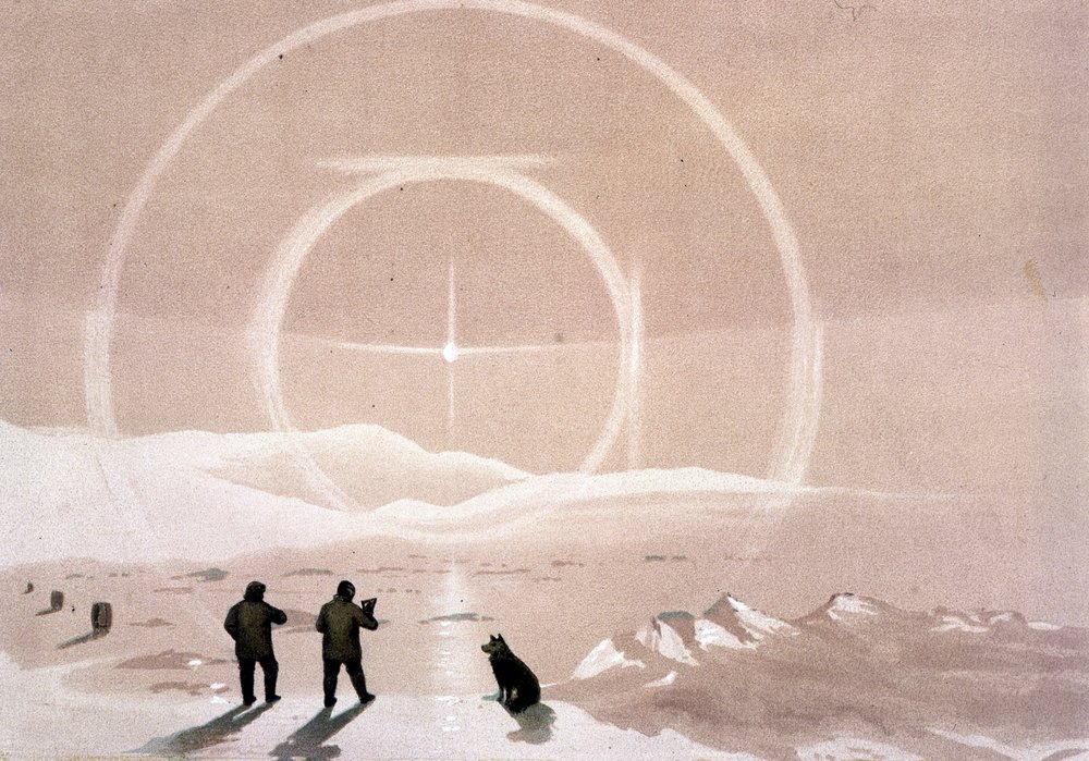 Northern Lights - i "The shores of the polar sea, an Arctic expedition narration", av Dr Edward Moos, Marcus Nard & Co, London av Unknown artist