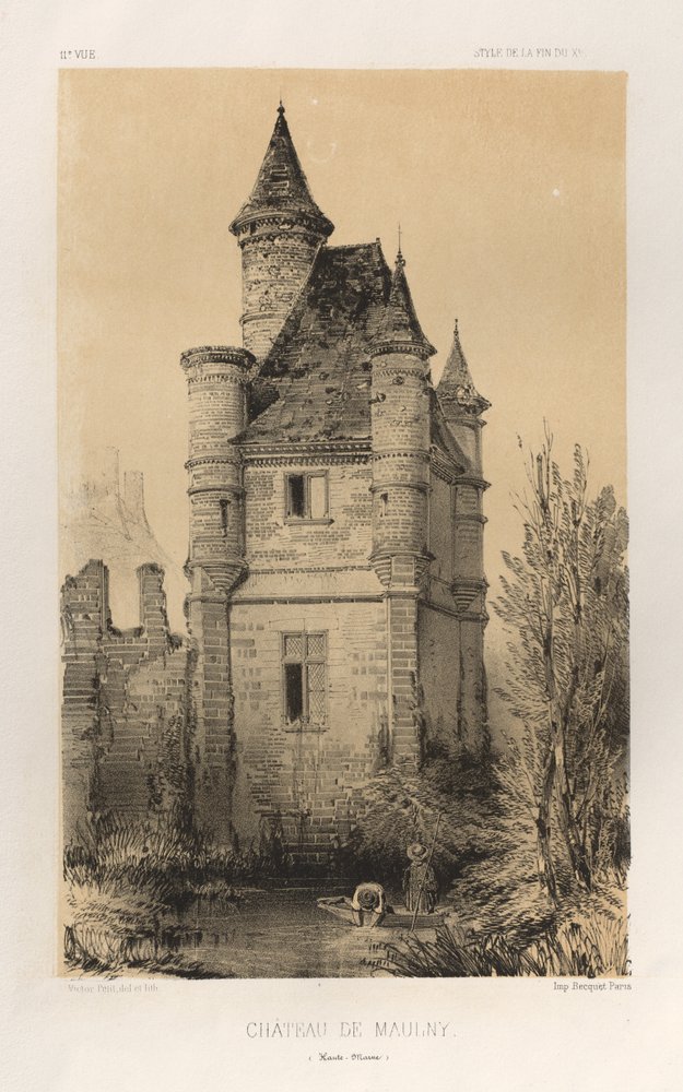 Pittoresk arkitektur eller monument från 1400-talet. Och XVI. Århundraden: Chateaux De France av XV och XVI århundraden: Pl.11, Chateau De Maulny (Haute-Marne) av Victor Petit