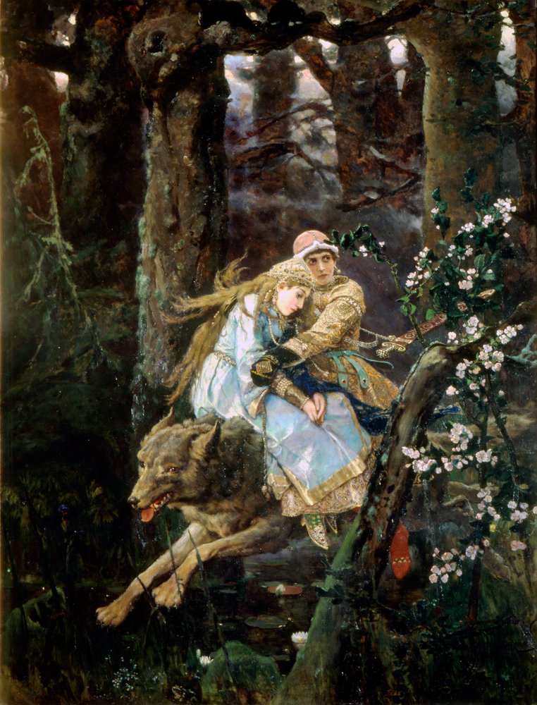 Tsarevitj Ivan ridande på den grå vargen, 1889 av Viktor Mikhaylovich Vasnetsov
