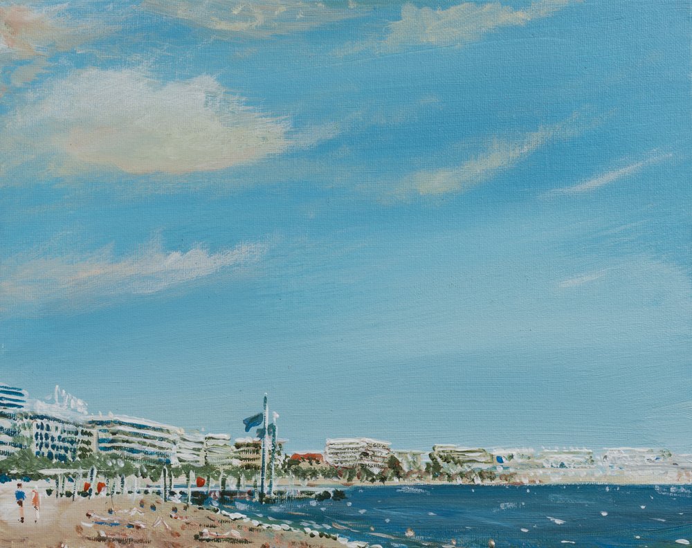 Cannes Sea Front, 2014, (akryl på duk) av Vincent Alexander Booth