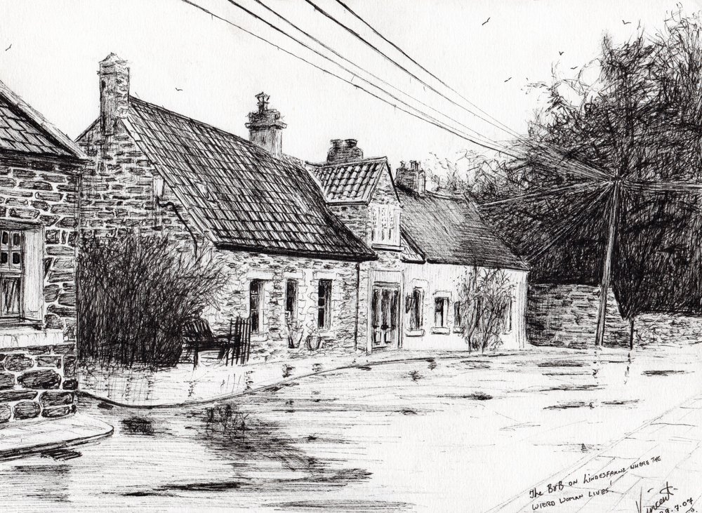 Lindesfarne heliga ö, 2007, (bläck på papper) av Vincent Alexander Booth