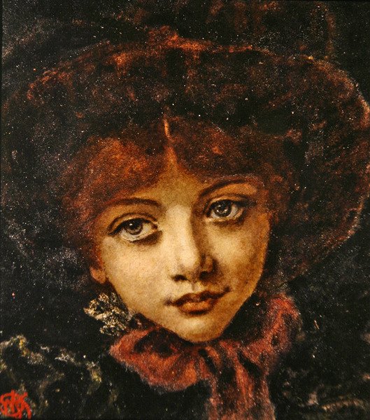Porträtt av Alice Knewstub, konstnärens dotter (akvarell på papper) av Walter John Knewstub