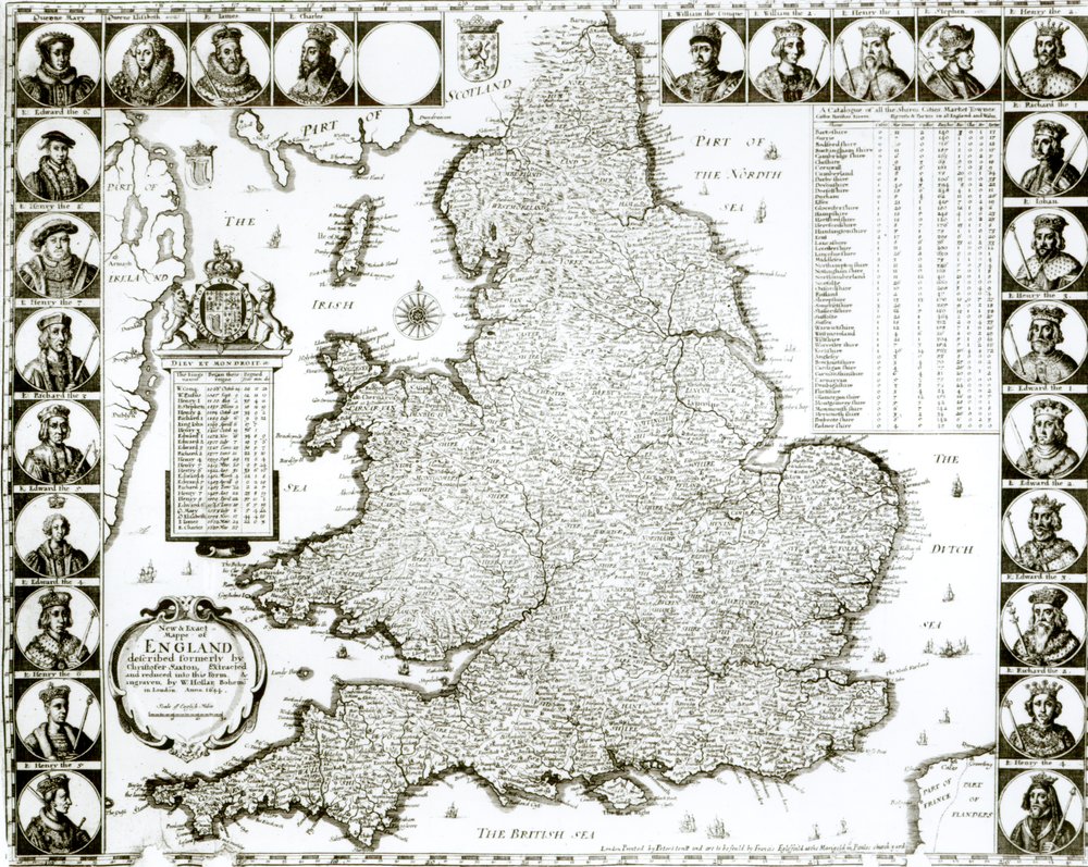 Karta över England och Wales, 1644 av Wenceslaus Hollar