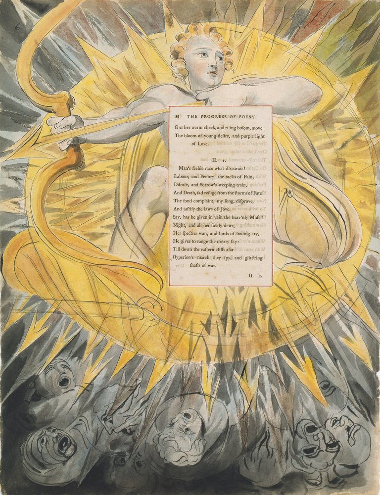The Progress of Poesy, från "The Poems of Thomas Gray", publicerad 1797-98 (wc och svart bläck på papper) av William Blake