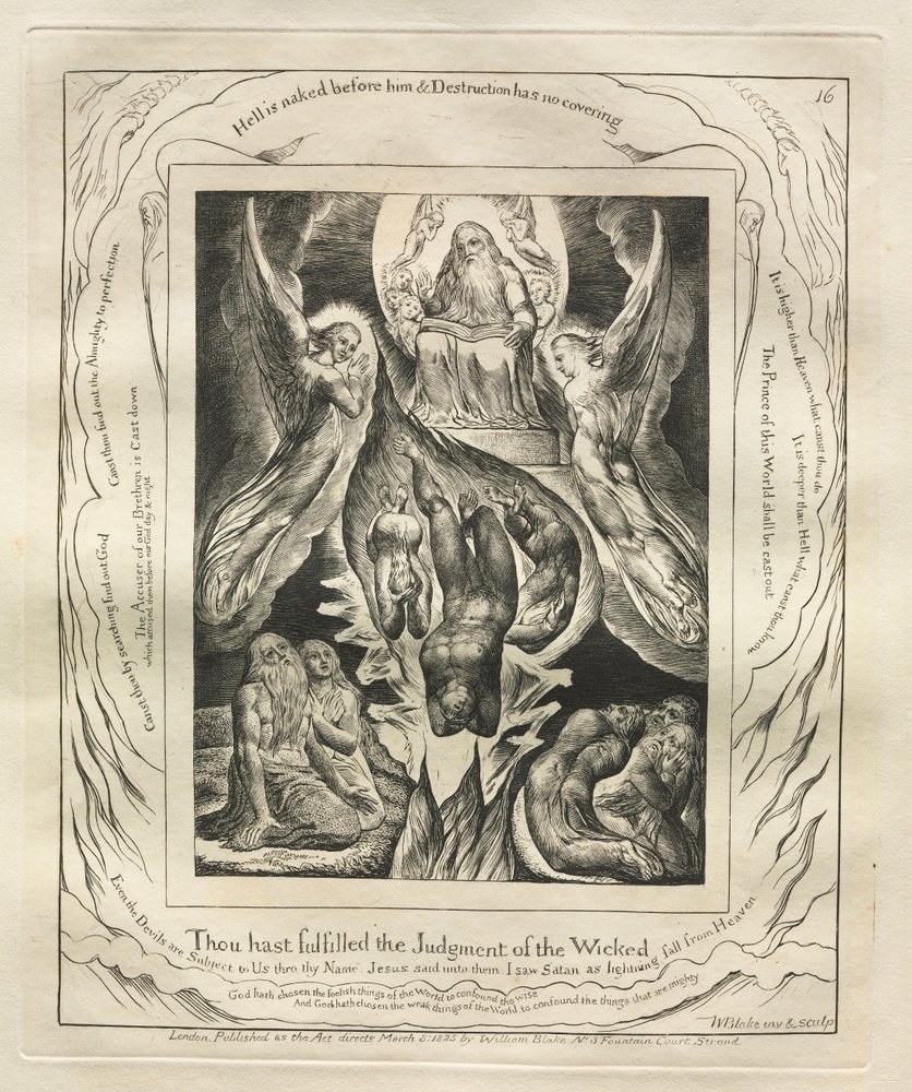 Jobs bok: Pl. 16, Du har fullbordat den ogudaktiges dom av William Blake