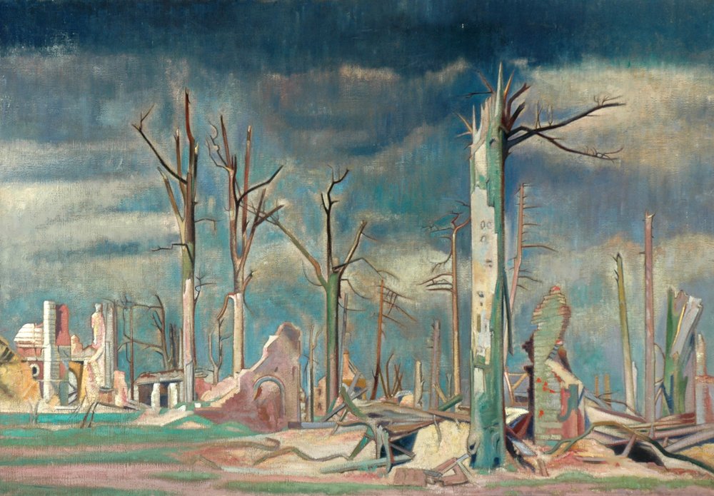Avenue at Bourlon, Western Front (olja på duk) av William Rothenstein