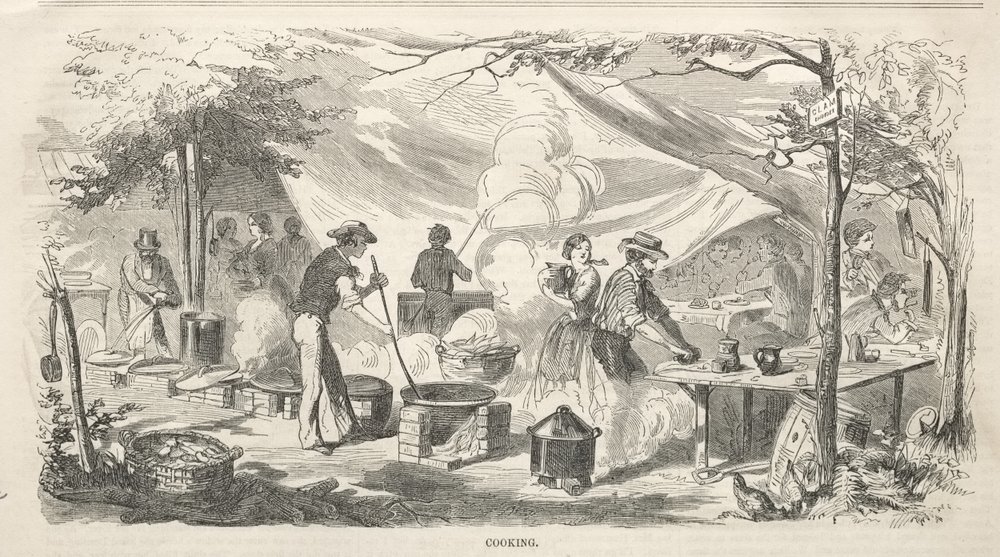 Skisser från ett lägermöte: Matlagning av Winslow Homer