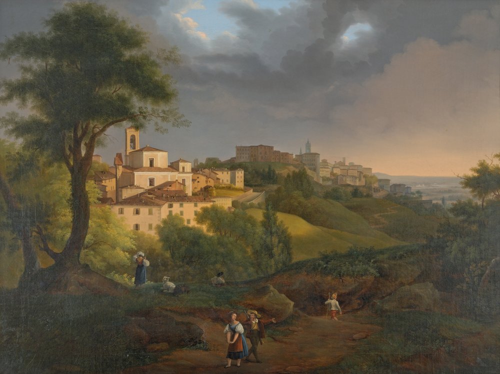 Tyska: Vy över Borgo, Canale i Bergamo av anonymous