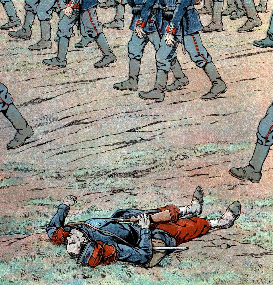 Preussar invaderar Frankrike: fransk död soldat av pseudonym for Jacques Onfroy de Bréville Job