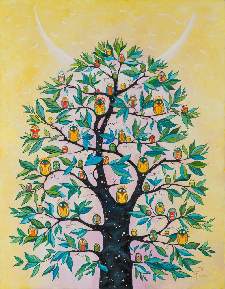 Trädet med de fantasifulla ugglorna av Aleksandra Paranchenko