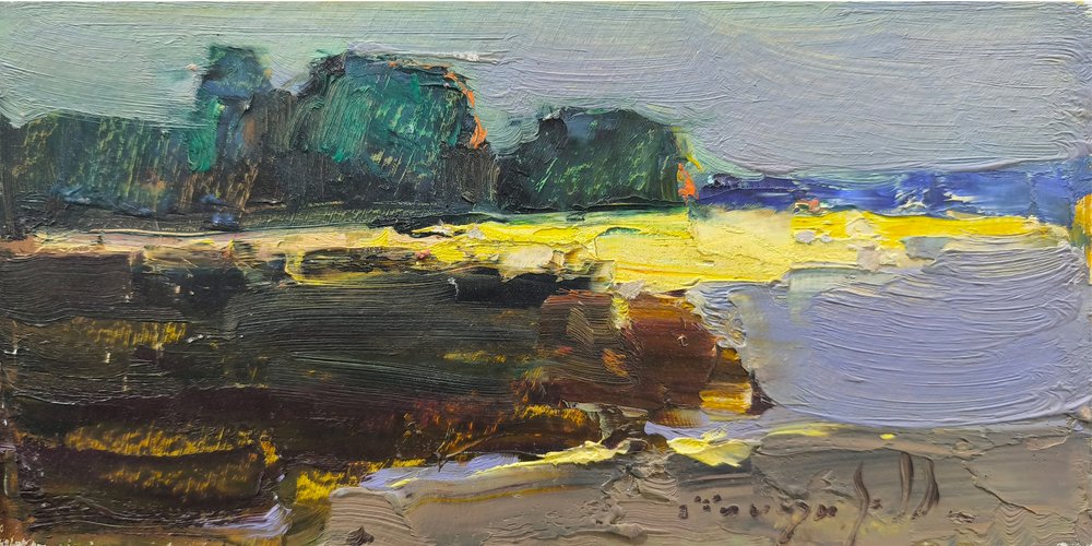 Ett livfullt abstrakt landskap av Alexander Shandor