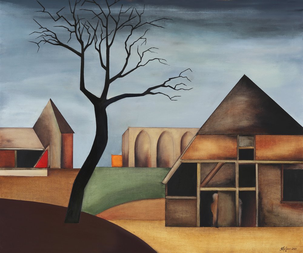 Geometriskt landsbygdslandskap av Alexander Trifonov