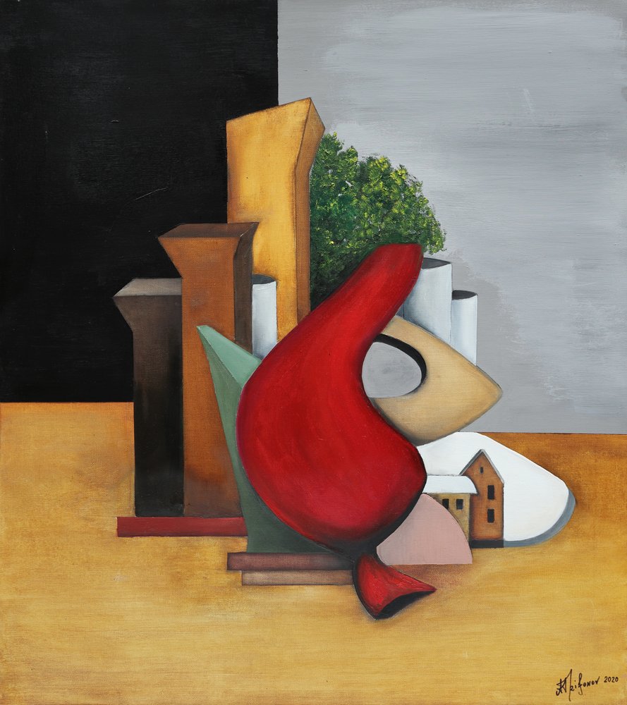 Röd geometrisk stad av Alexander Trifonov