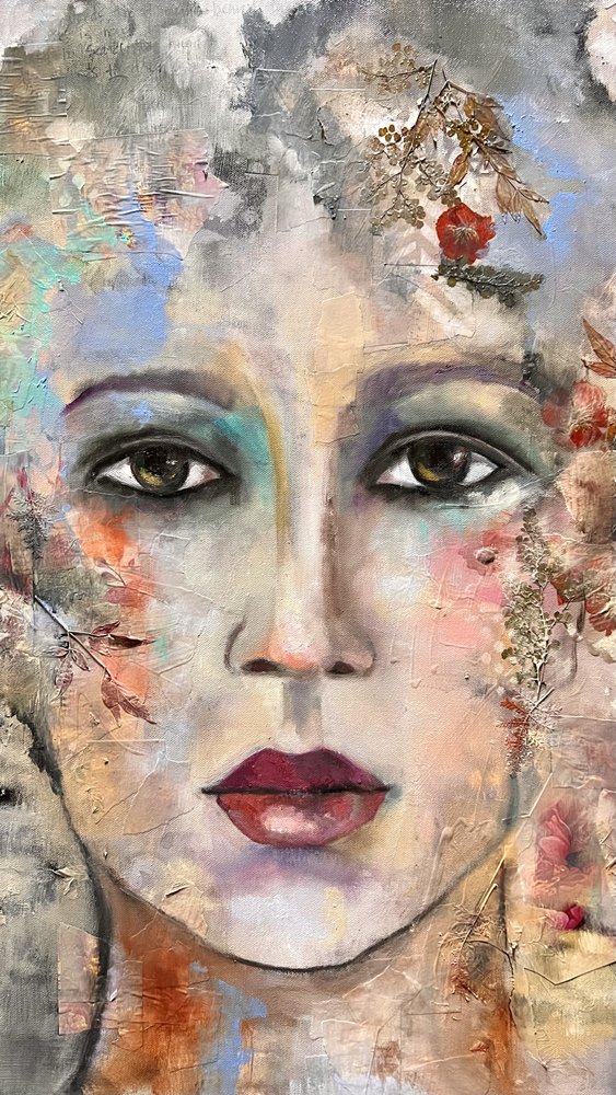 Modernt blomsterporträtt av Alexandra Higgins