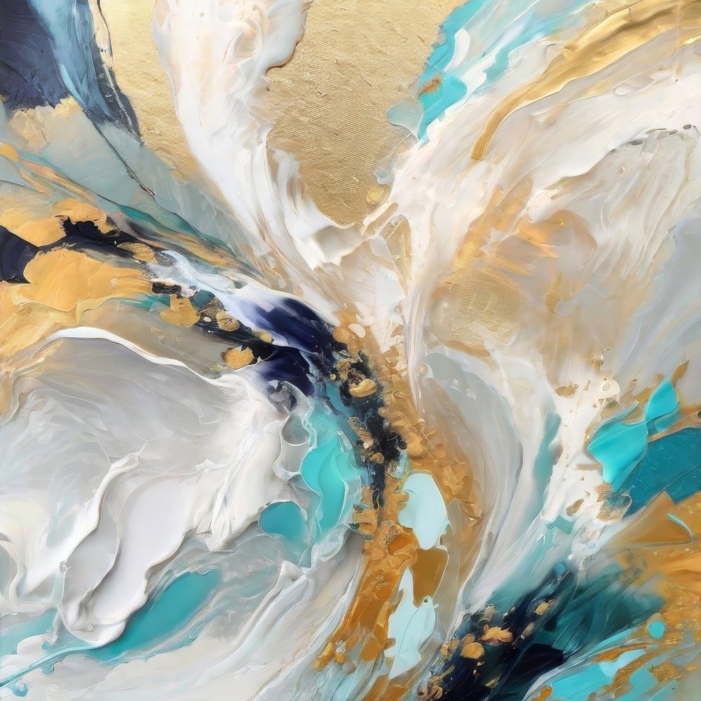 Dynamic Gold Teal – abstrakt av Alpenglow Workshop