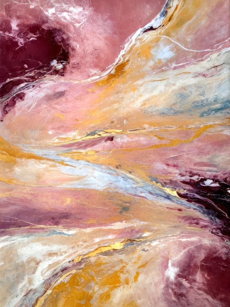 Flytande abstrakt motiv i roséguld av Alpenglow Workshop