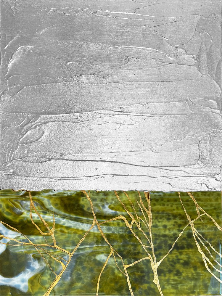 Förgylld grön silver abstrakt av Alyson Storms