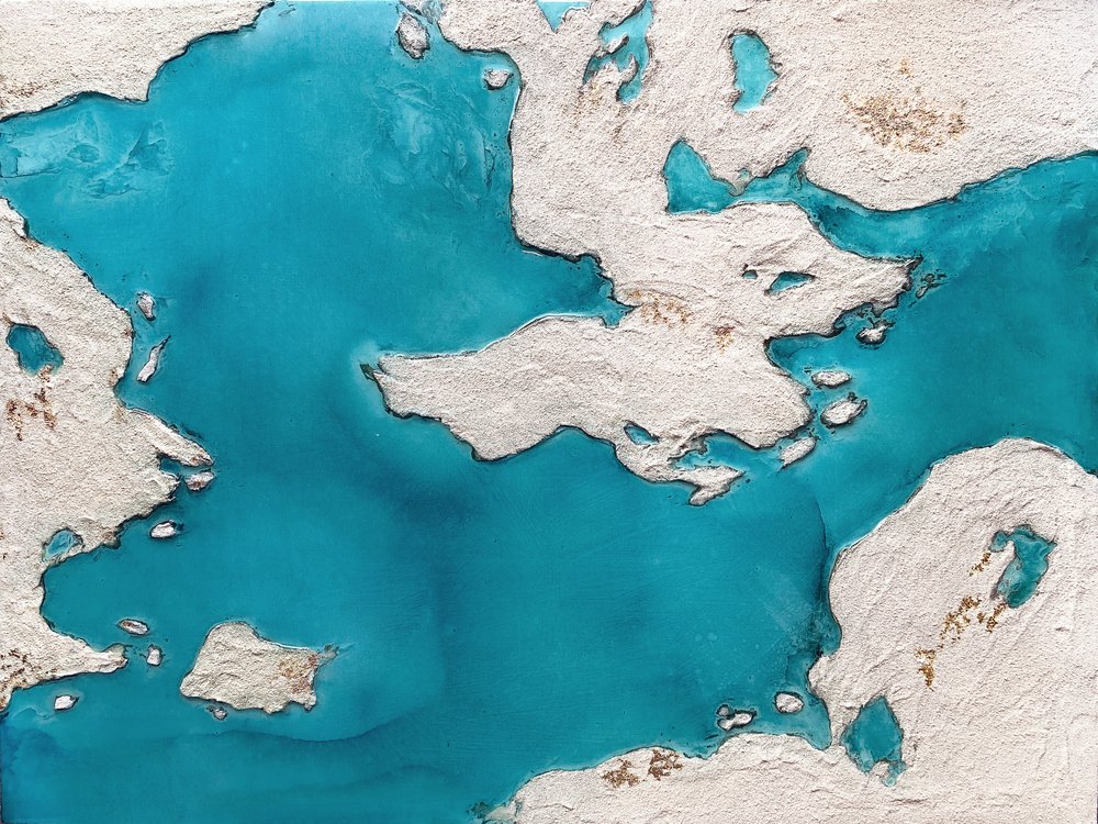 Turkos abstrakt kustmotiv av Alyson Storms