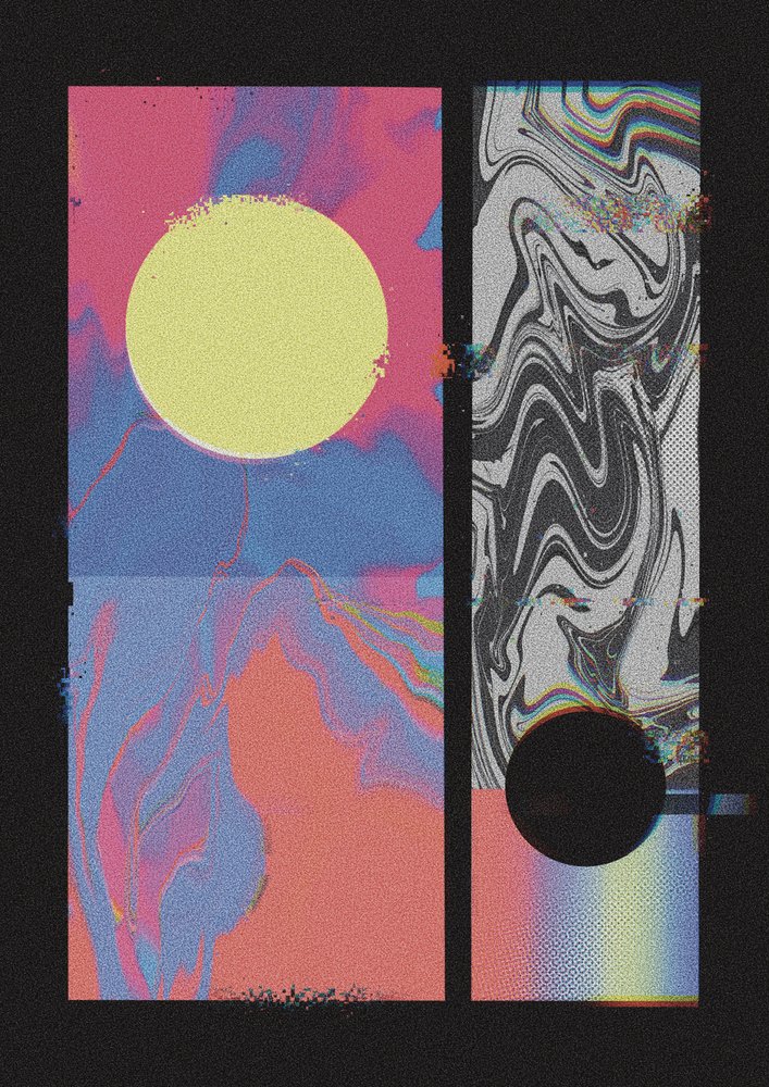 Kosmiska glitch-cirklar av Amy Louise Baker