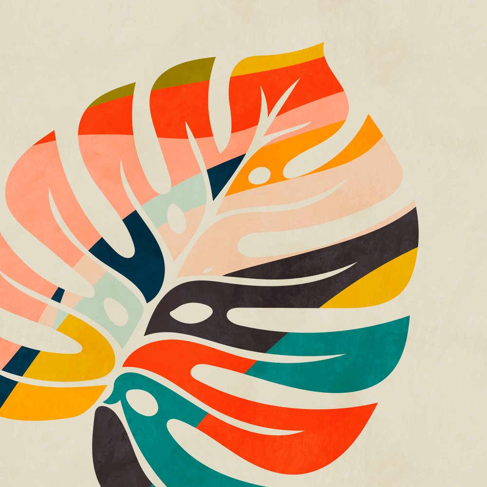 Monstera-blad i färgglada färger av Ana Rut Bre