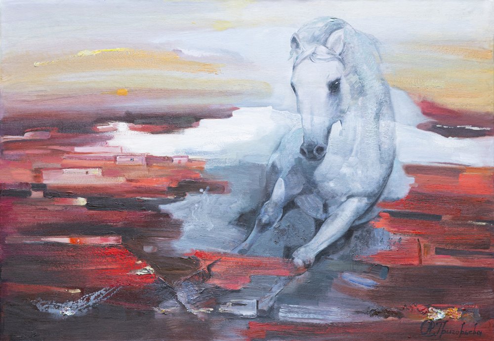 White Horse Red Energy av Anastasiia Grygorieva