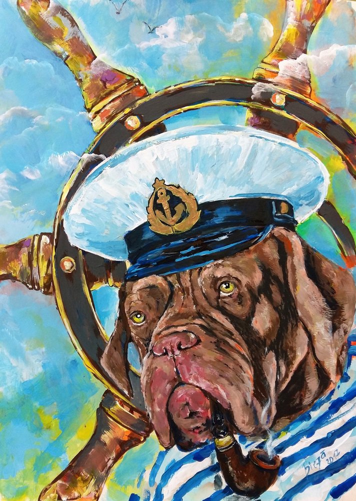 Kapten Hund med pipa av Anda Bieza