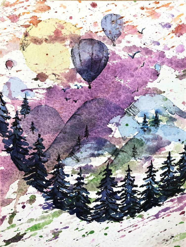 Färgglada bergsballonger av Anda Bieza