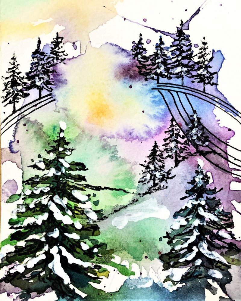 Den färgglada vinterskogen av Anda Bieza