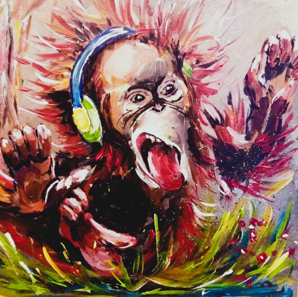 Den energiska musikorangutangen av Anda Bieza