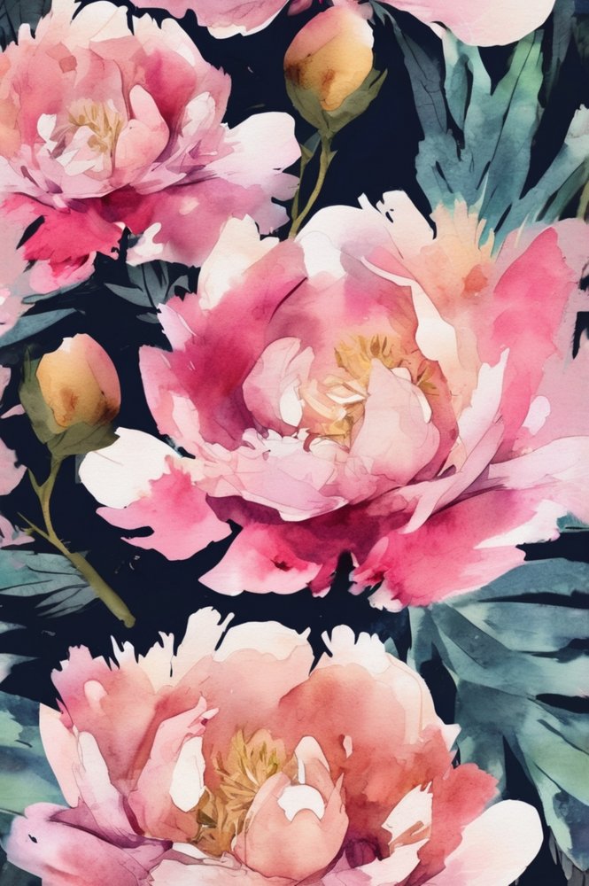 Rosa pioner i akvarell av Anda Bieza