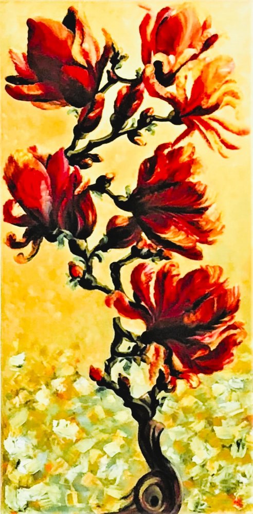 Ljusa röda magnolior av Anda Bieza