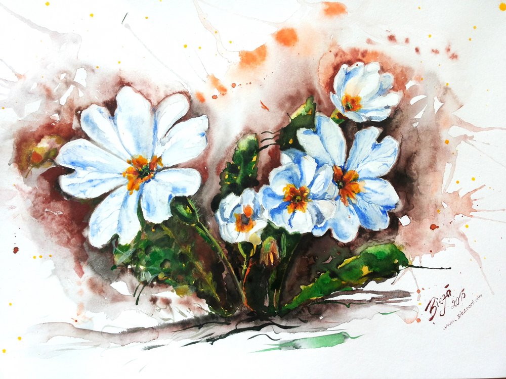 Färgsprakande akvarellblommor av Anda Bieza