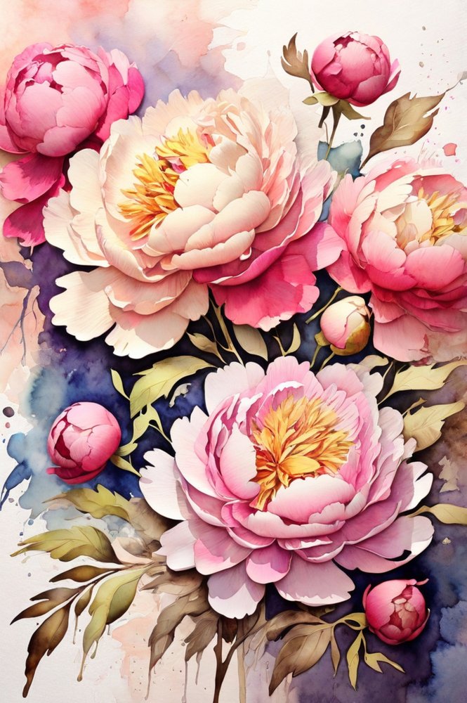 Livfulla akvarellpioner av Anda Bieza