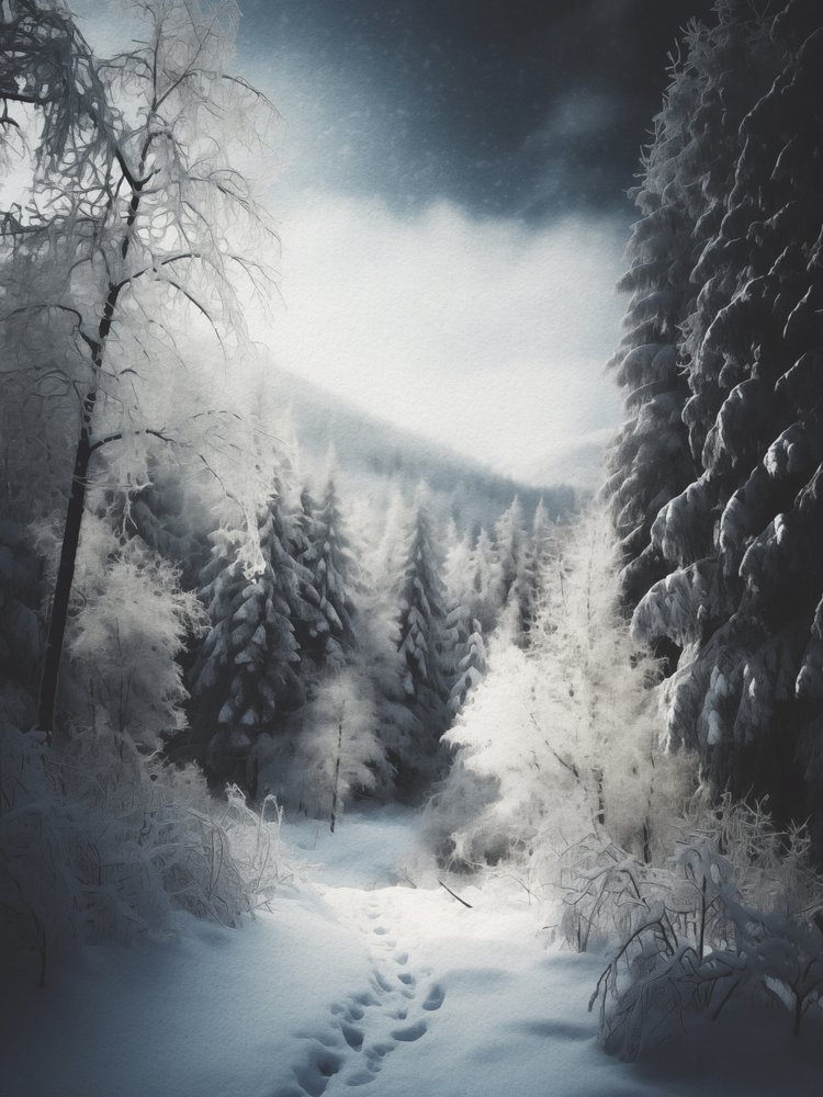 Snöig skogsstig av Andreas Magnusson
