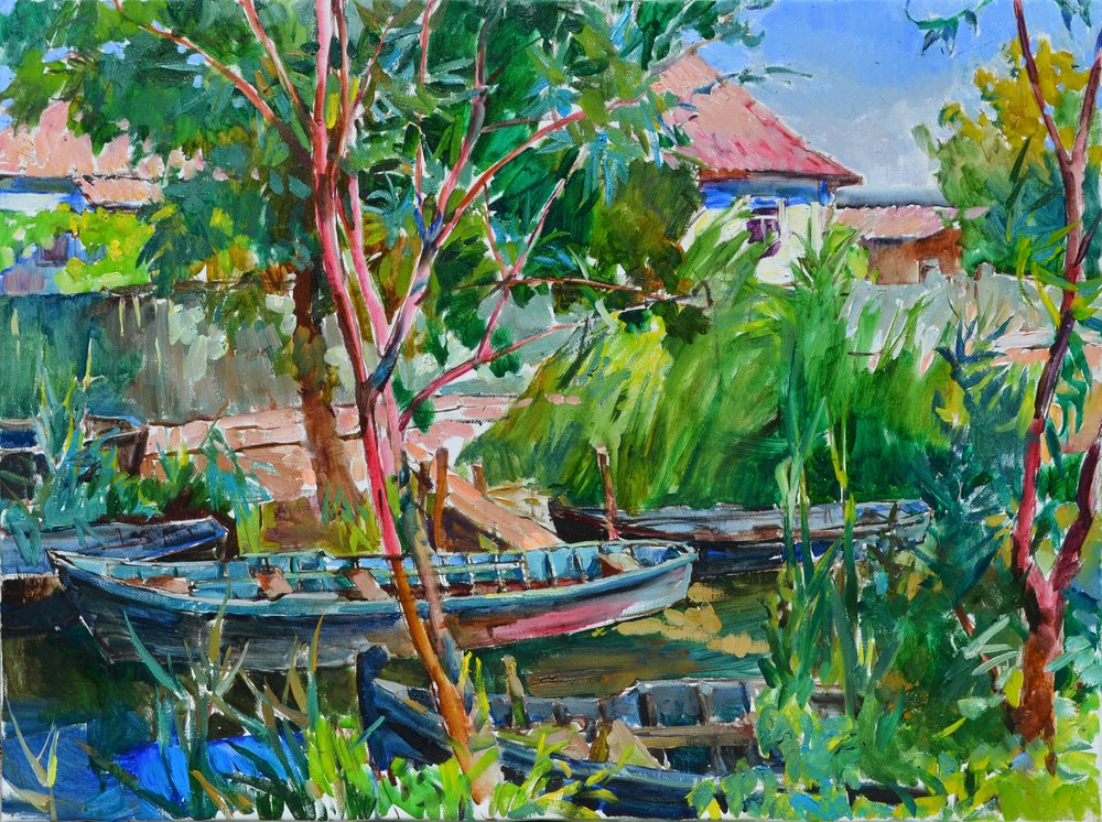 Tranquil River Boats av Andrii Kutsachenko