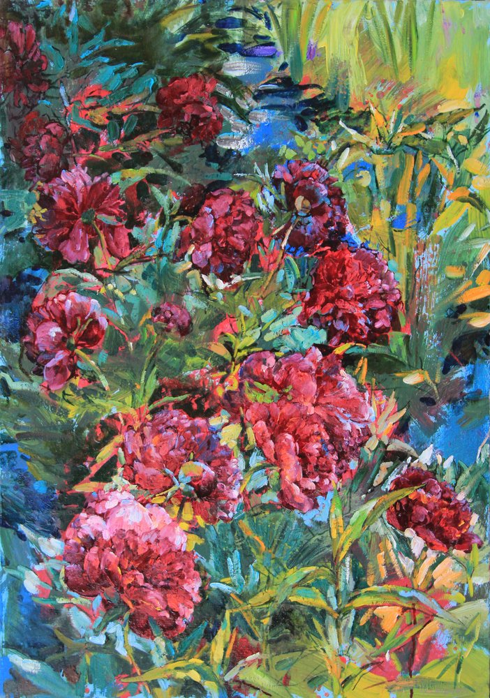 Färgsprakande blommor i trädgården av Andrii Kutsachenko