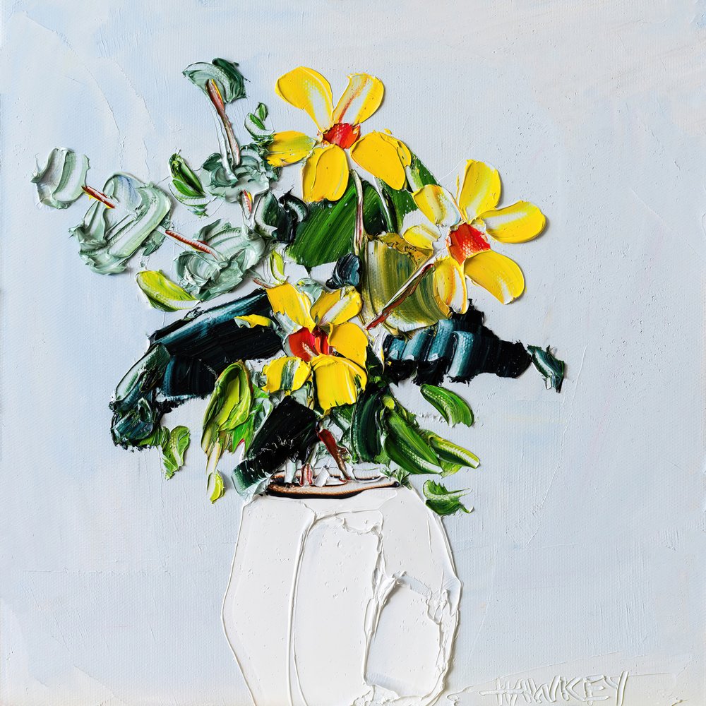 Färgstarka blommor i impasto-teknik av Angela Hawkey