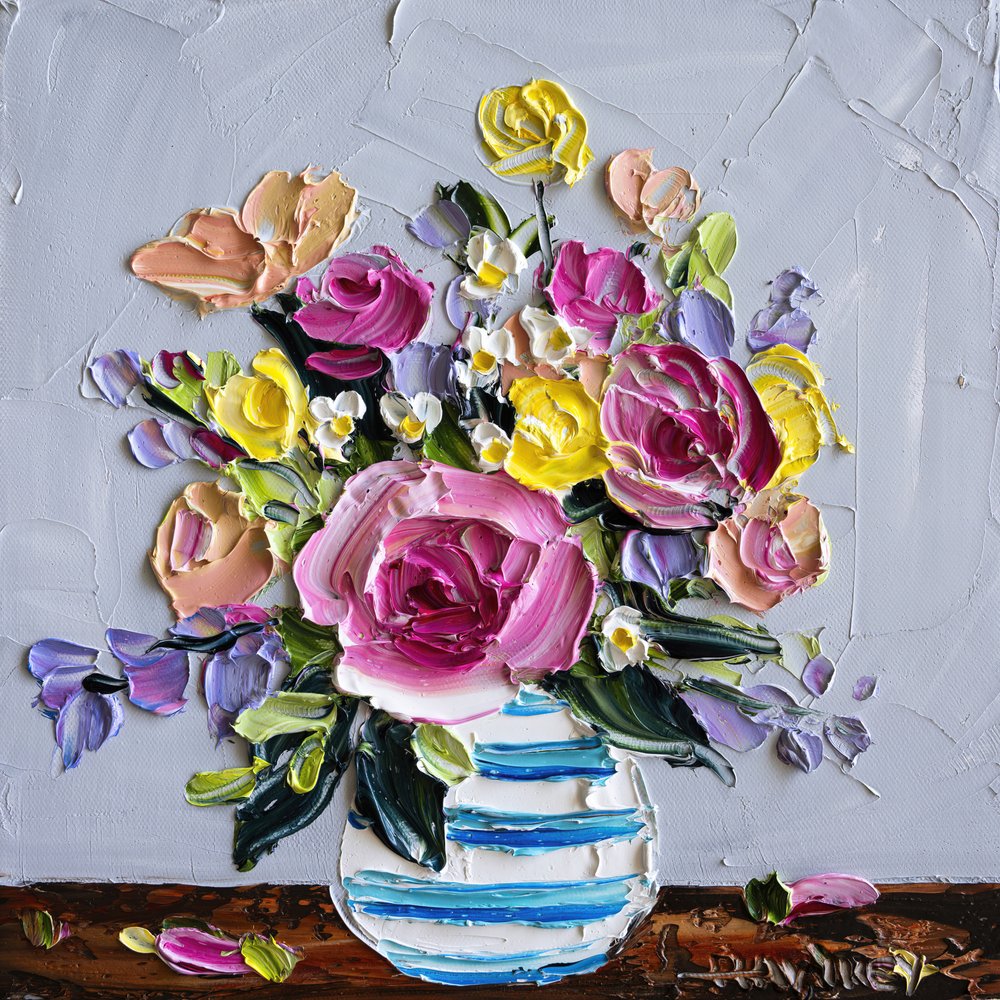 Färgstarka blommor i impasto-teknik av Angela Hawkey