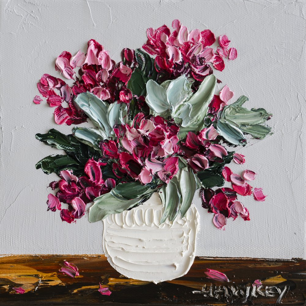 En bukett i livfull rosa av Angela Hawkey