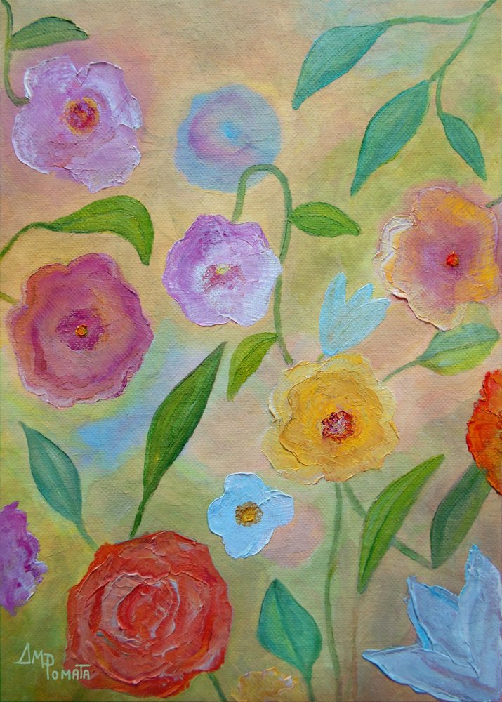 Färgglada målade blommor av Angeles M. Pomata