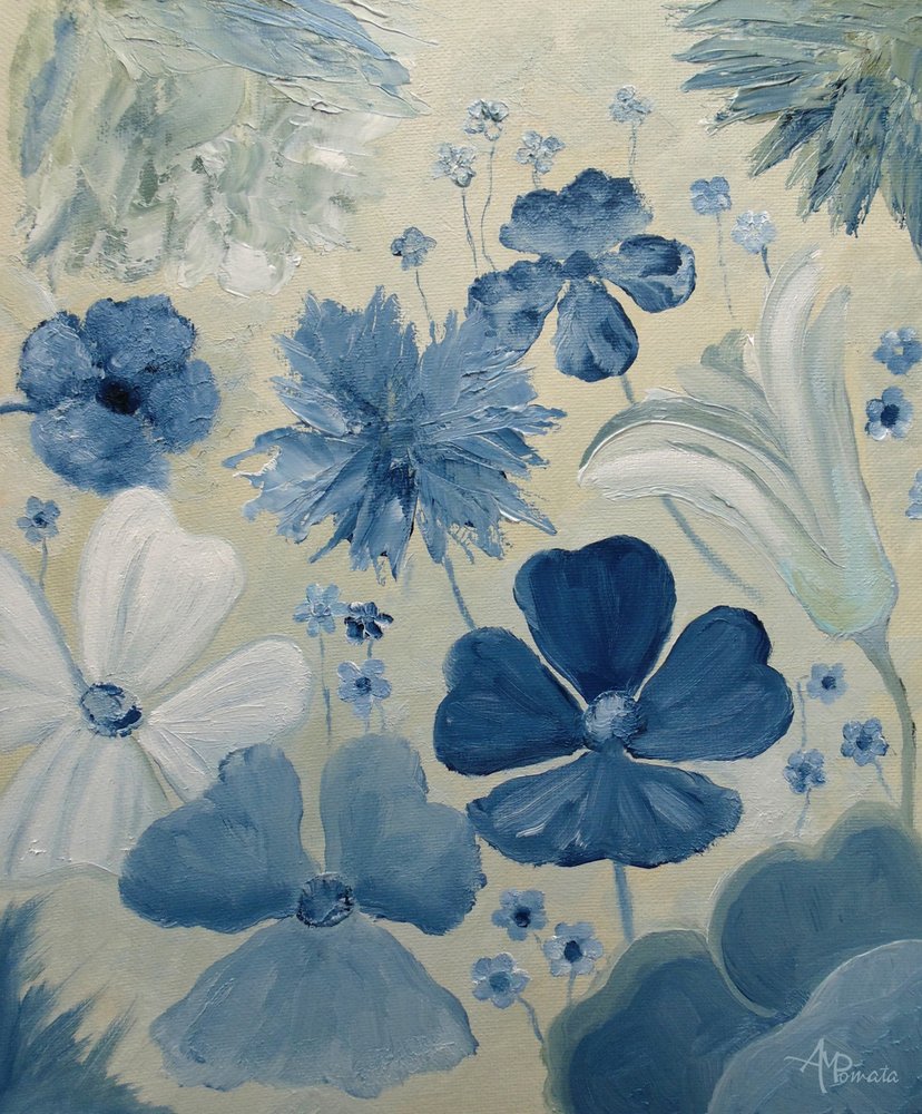 Mjukt blåa trädgårdsblommor av Angeles M. Pomata